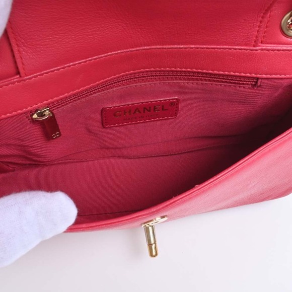 CHANEL Leather Matelasse Coco Mark Chain Shoulder Bag Pink Red Ladies - Picture 5 of 10